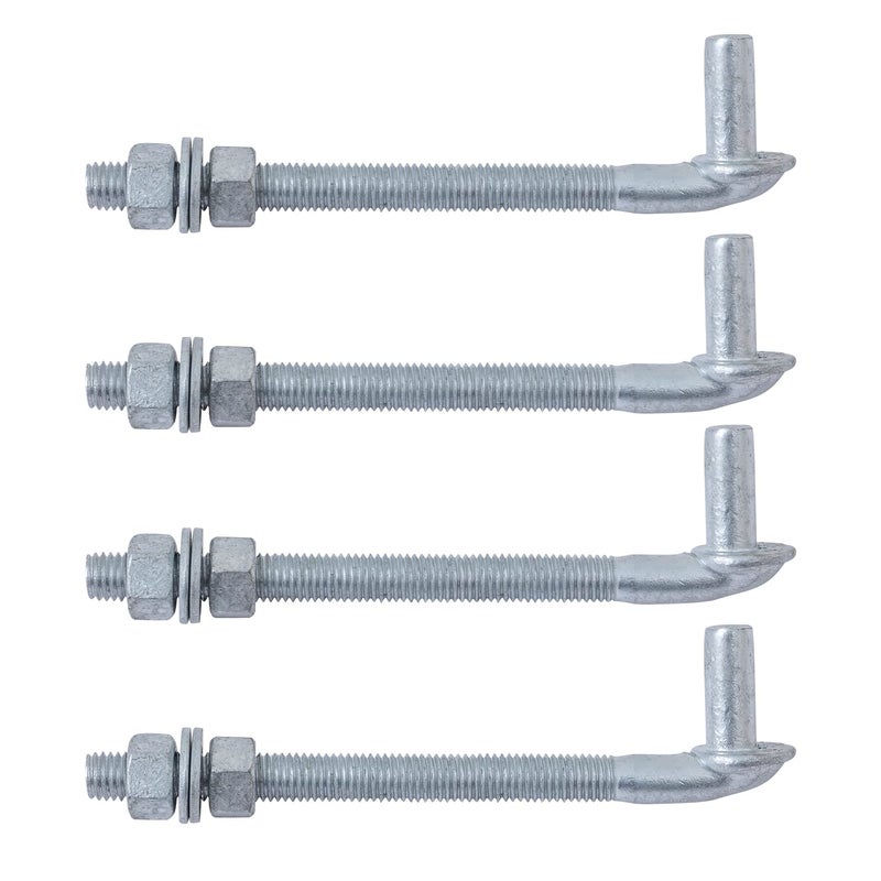 VIVIDA 8"" J-Bolt Gate Hinge, VIVIDA J Bolt Hinge with 5/8"" Male Hinge Pin, Gate Hinge for Chain Link Fence, J-Bolt Gate Hinge Bolts, Chain Link Gate Hardware, 4 Pack - Image 1